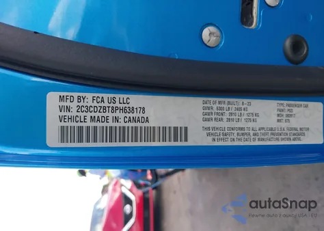 2023 Dodge Challenger R/T from USA, damaged, VIN 2C3CDZBT8PH638178